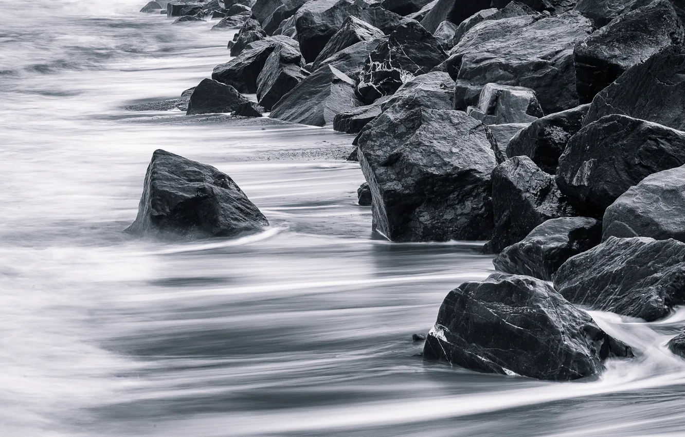 Photo wallpaper stones, shore, surf