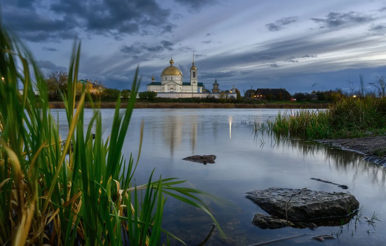 Photo wallpaper after sunset, Roman Dmitriev, G.Ostrov, Spaso-Kazansky Simansky Convent