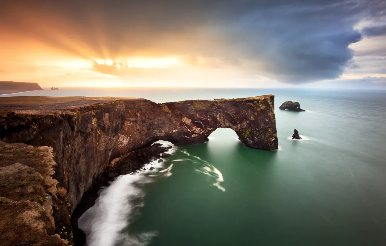 Photo wallpaper sea, the sky, light, rocks, arch