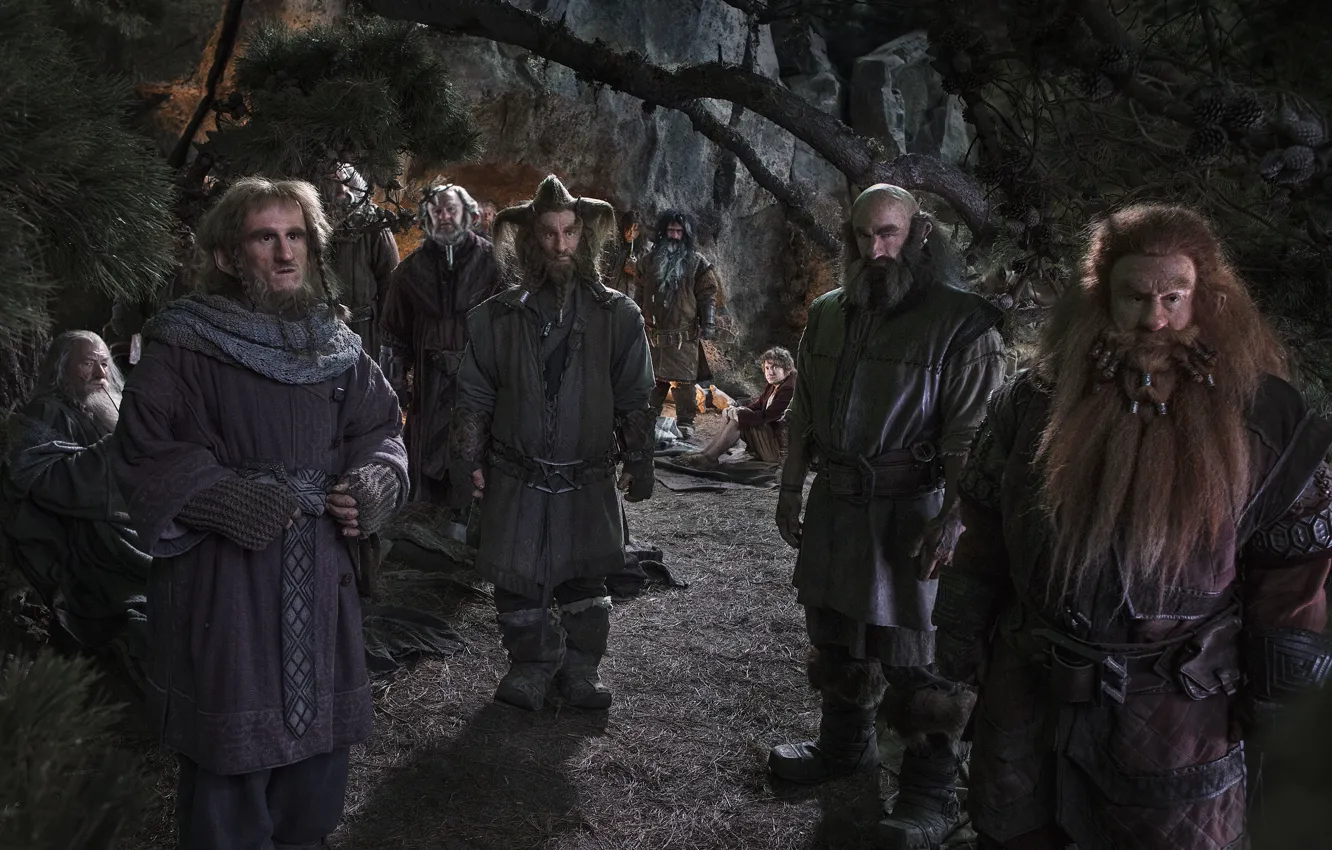 Photo wallpaper dwarves, an unexpected journey, the hobbit, Gandalf, Bilbo