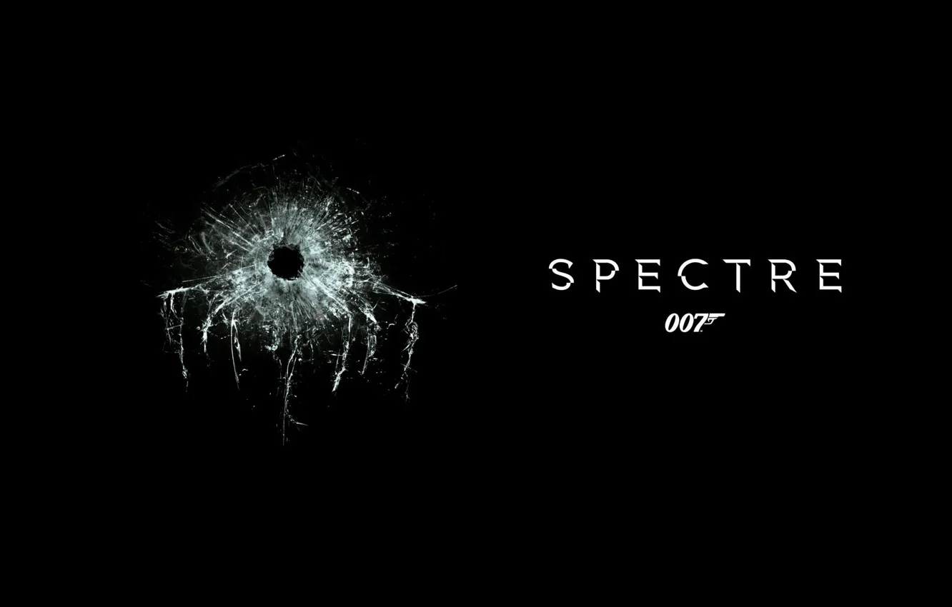 Photo wallpaper cracked, black background, James Bond, 007, James Bond, a bullet hole, 007: RANGE, SPECTRE