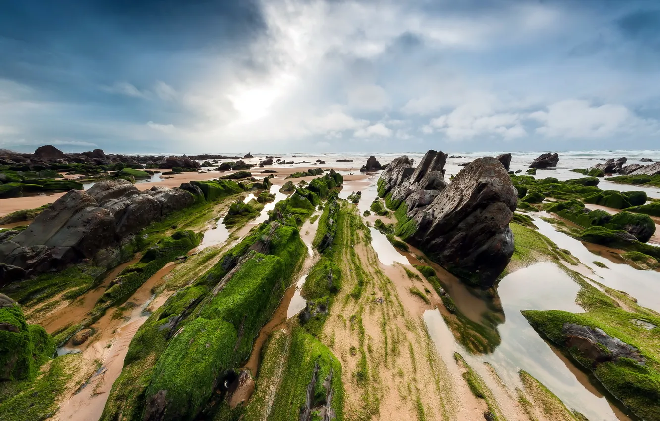 Photo wallpaper sea, landscape, stones