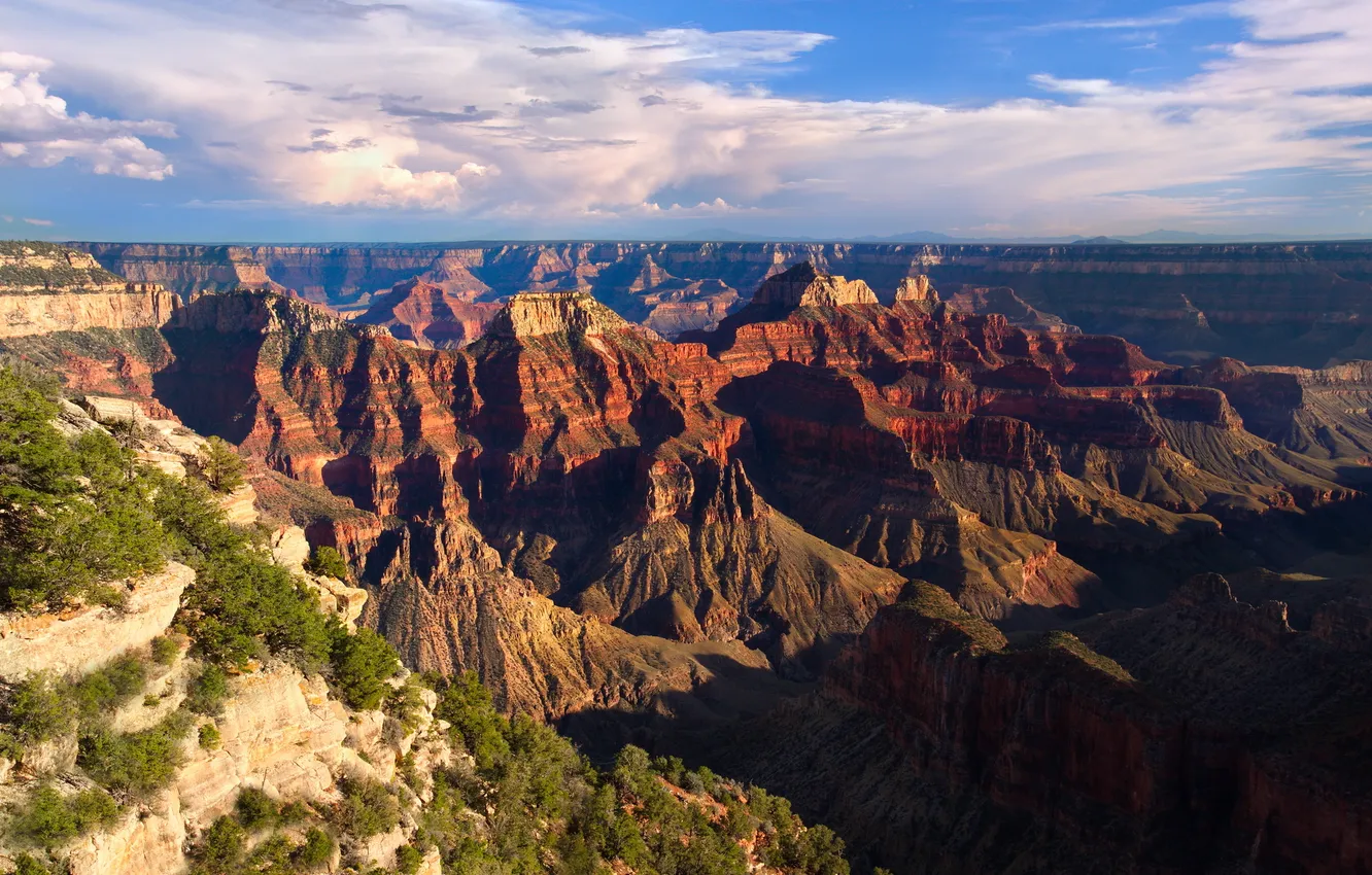 Photo wallpaper the sky, clouds, mountains, canyon