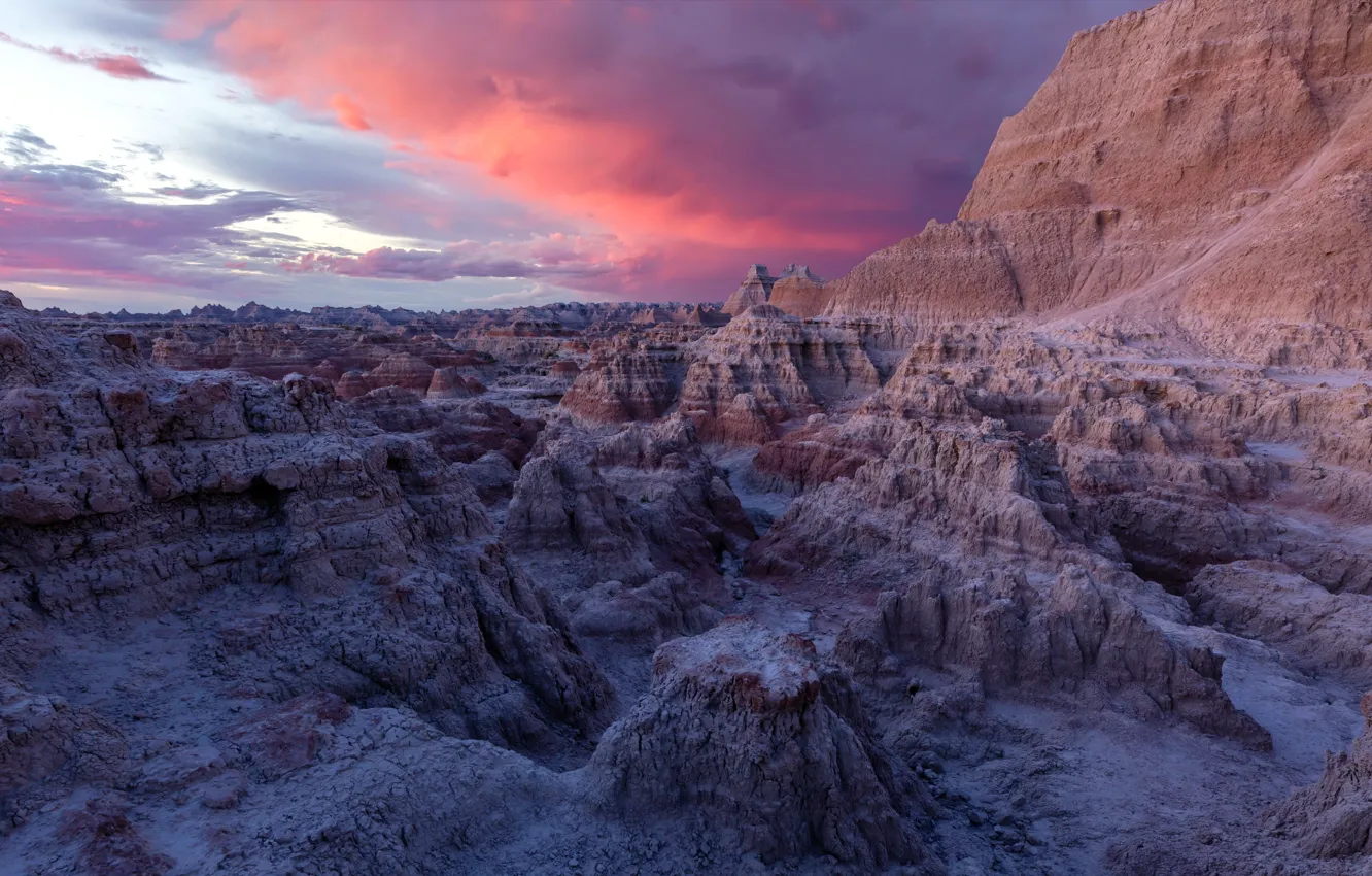 Wallpaper sunset, nature, Badlands National Park for mobile and desktop ...