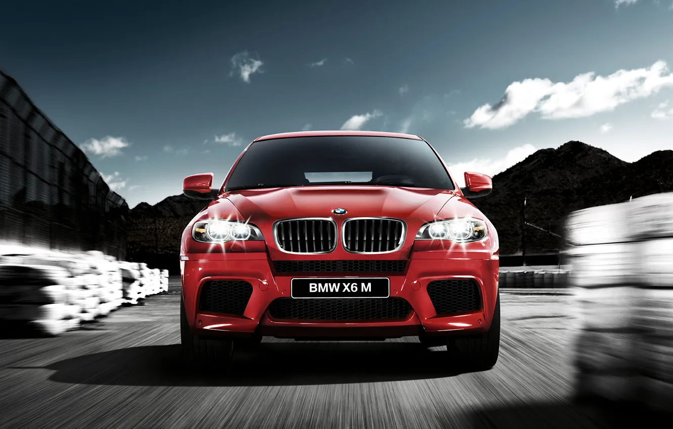 Photo wallpaper night, red, bmw, speed, jeep, bmw x6