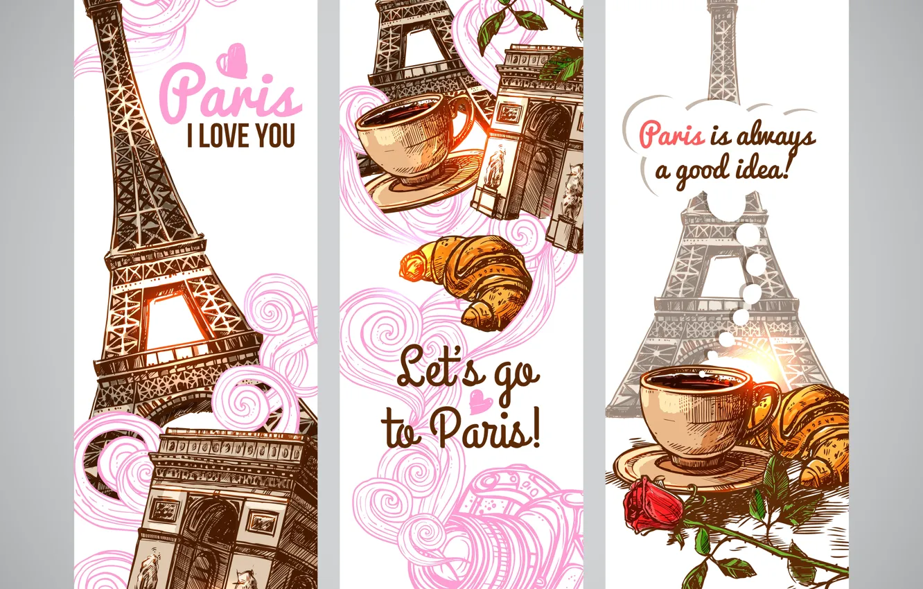 Photo wallpaper background, texture, Paris, love, sweet, coffee, decorative