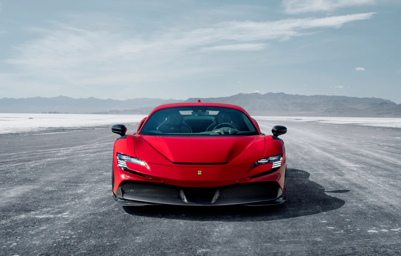 Photo wallpaper Light, Ferrari, Red, Front, Novitec, Sight, 2022, SF90