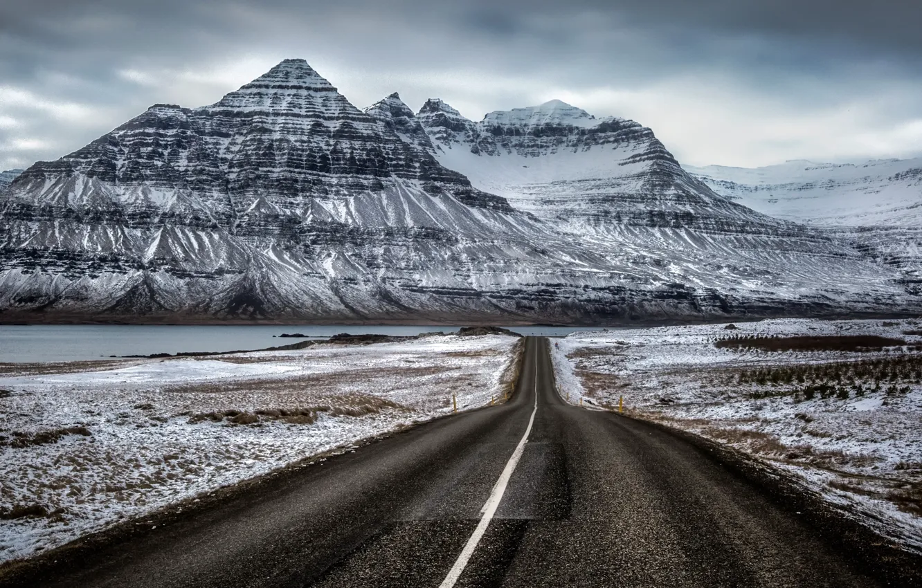 Photo wallpaper road, mountain, Iceland