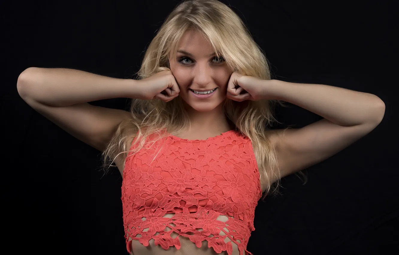Photo wallpaper pose, smile, hair, blonde, topic