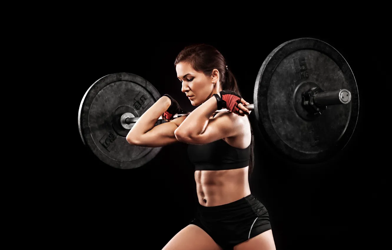 Photo wallpaper pose, figure, fitness, iron, rod, iron, training, fitness