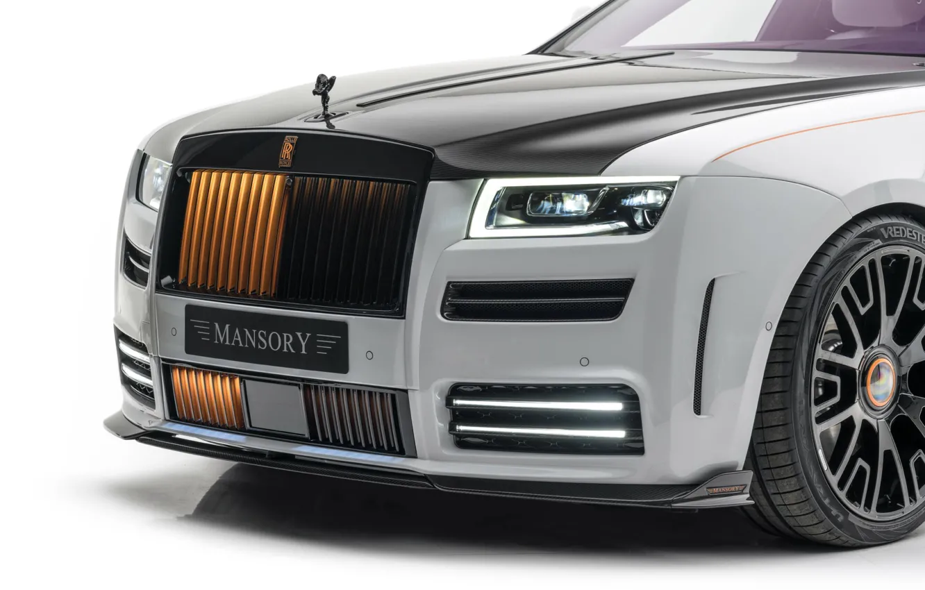 Photo wallpaper white background, Mansory, grille, exterior, Rolls-Royce Ghost, New Ghost
