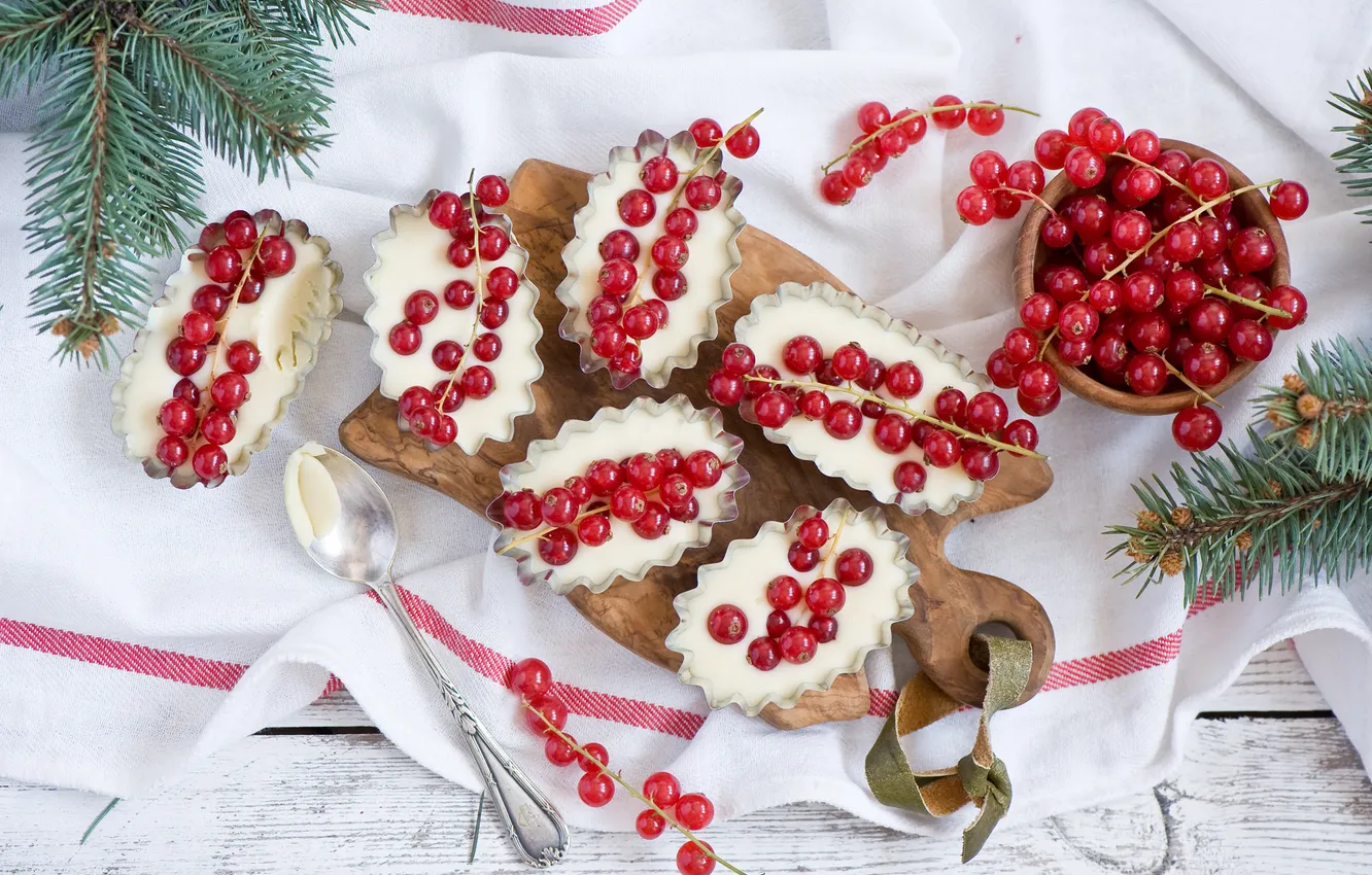 Photo wallpaper berries, dessert, red currant