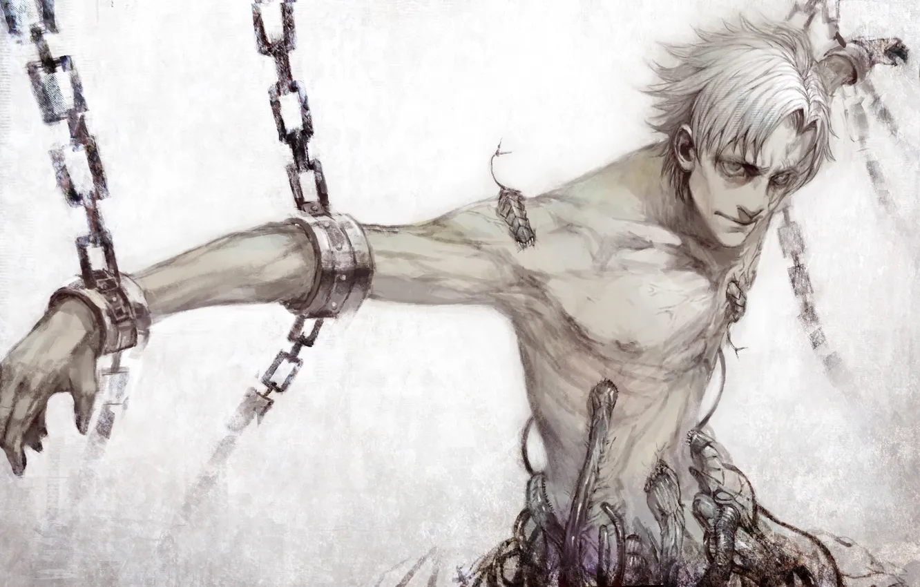 Photo wallpaper snake, chain, guy, prisoner