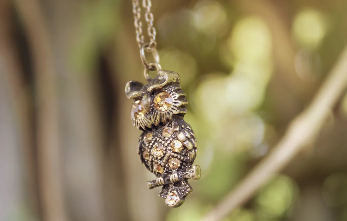 Photo wallpaper leaves, decoration, owl, pendant
