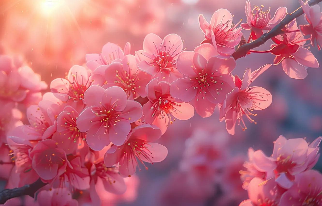 Photo wallpaper pink, flowers, Cherry Blossoms