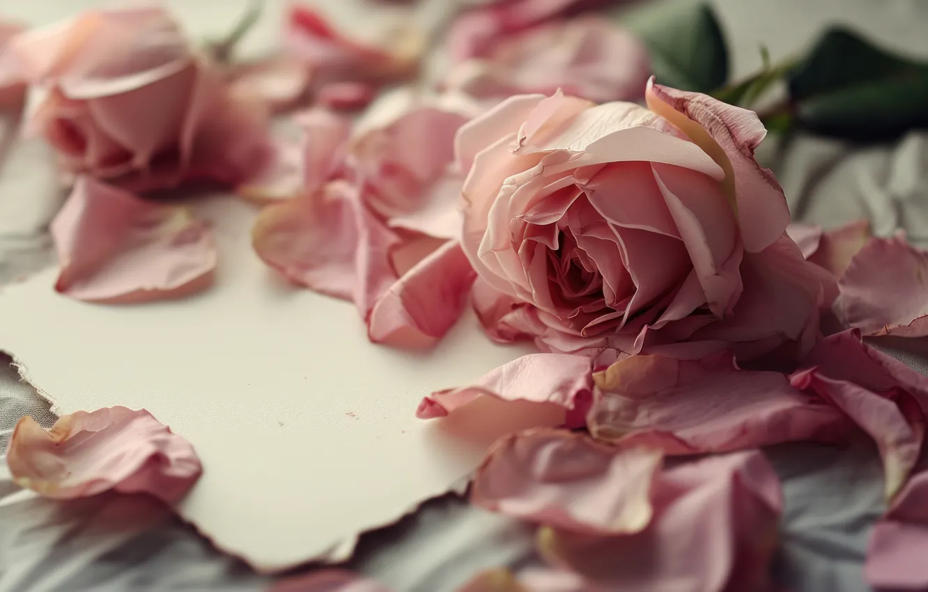 Photo wallpaper flowers, holiday, roses, petals, AI art, neural network