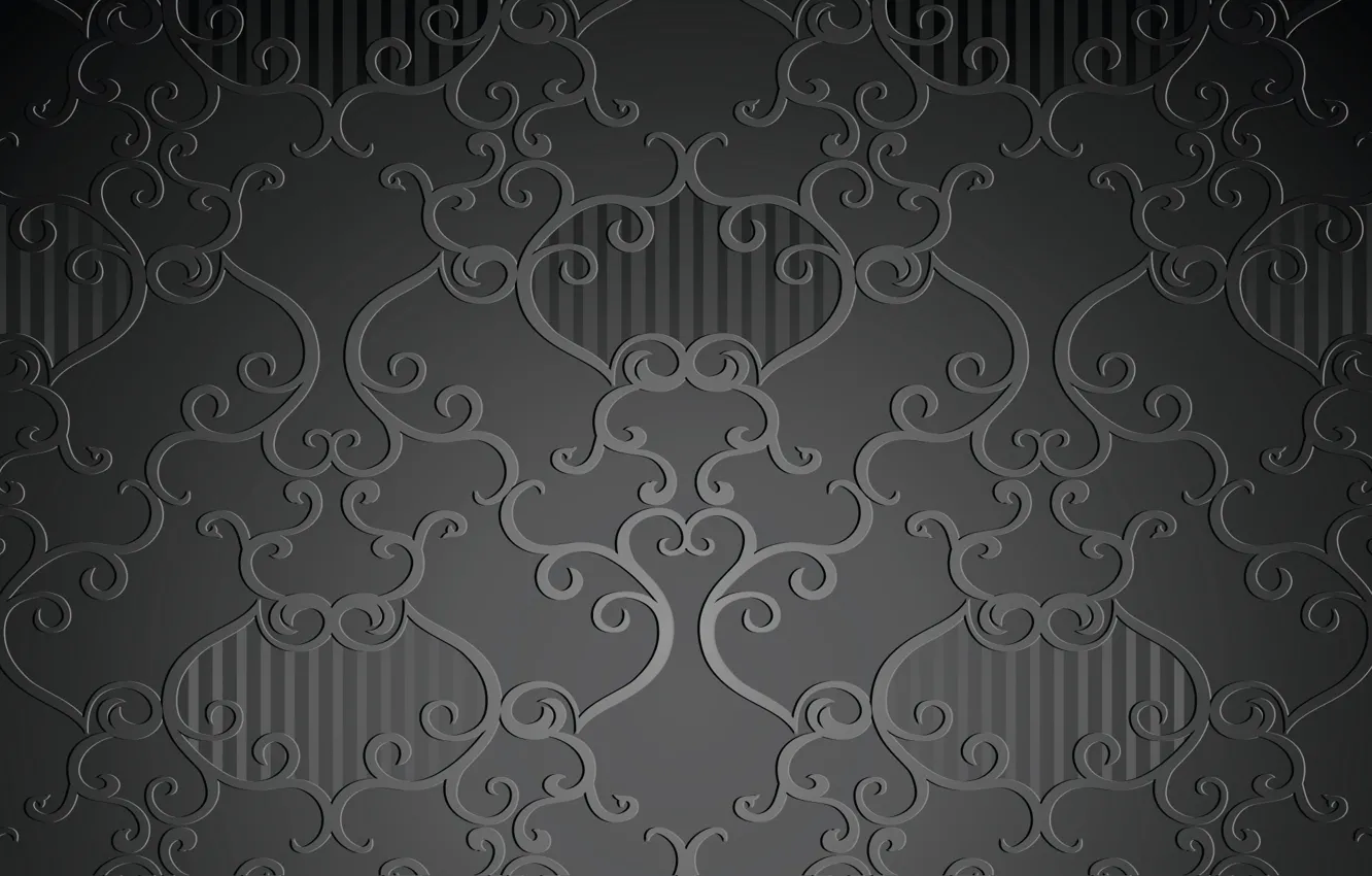 Photo wallpaper retro, pattern, wallpaper, black background, ornament, vintage