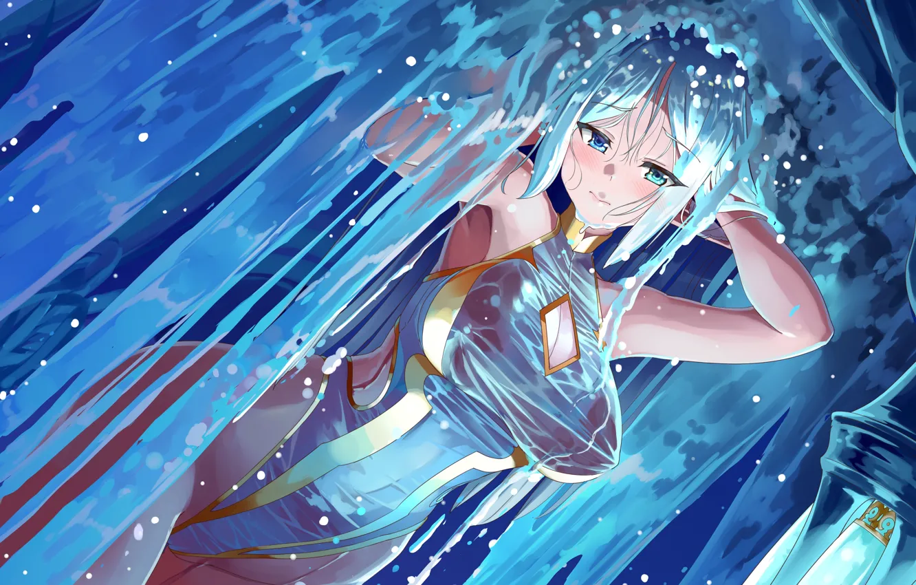 Photo wallpaper girl, sexy, cleavage, long hair, boobs, anime, beautiful, pretty