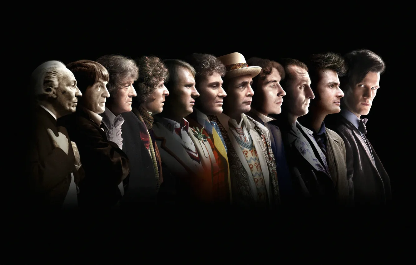 Photo wallpaper look, face, profile, the series, black background, actors, Doctor Who, men