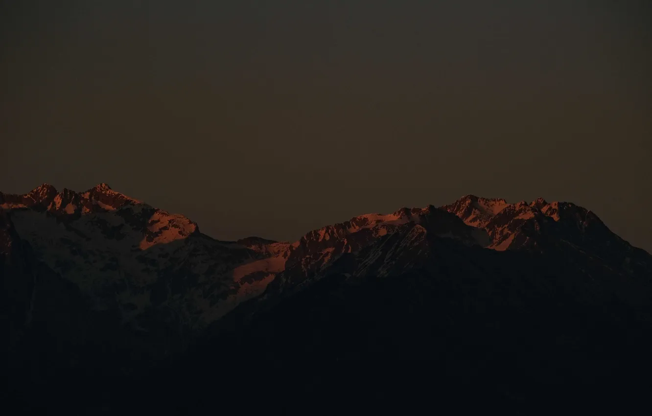 Photo wallpaper landscape, sunset, mountains, nature