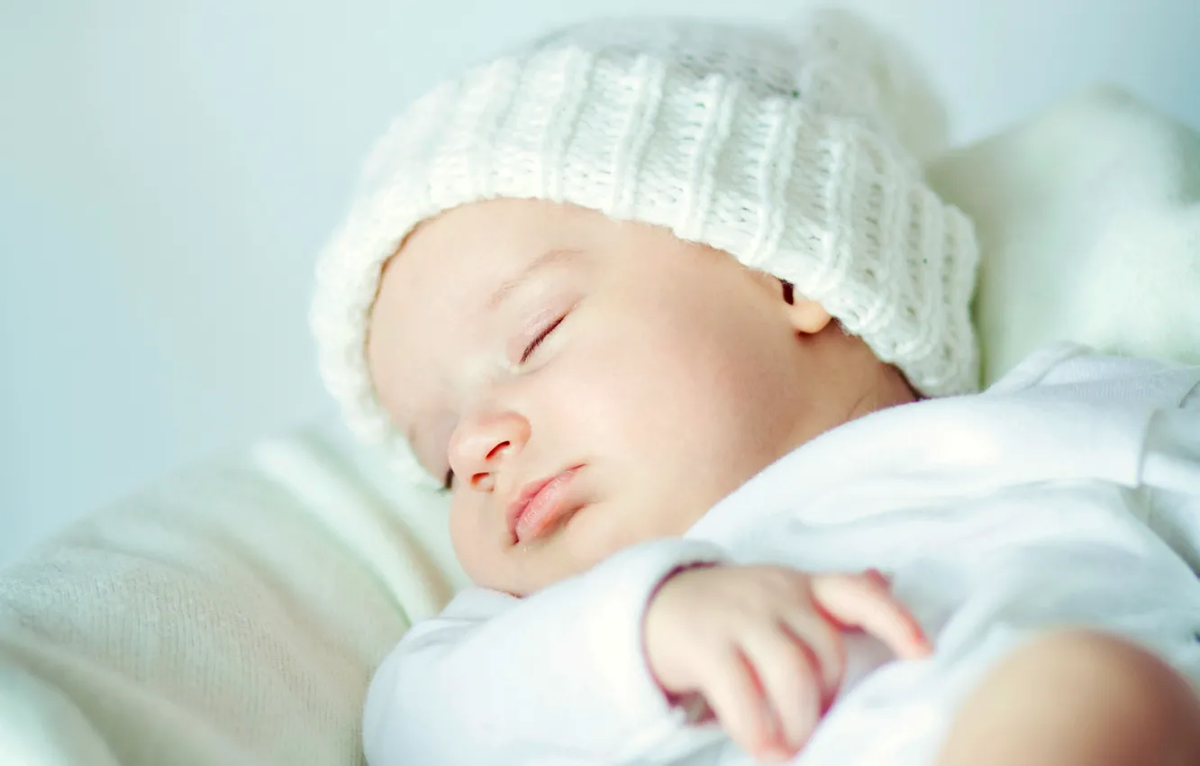 Photo wallpaper children, hat, baby, sleeping, winter, baby, baby, sleep