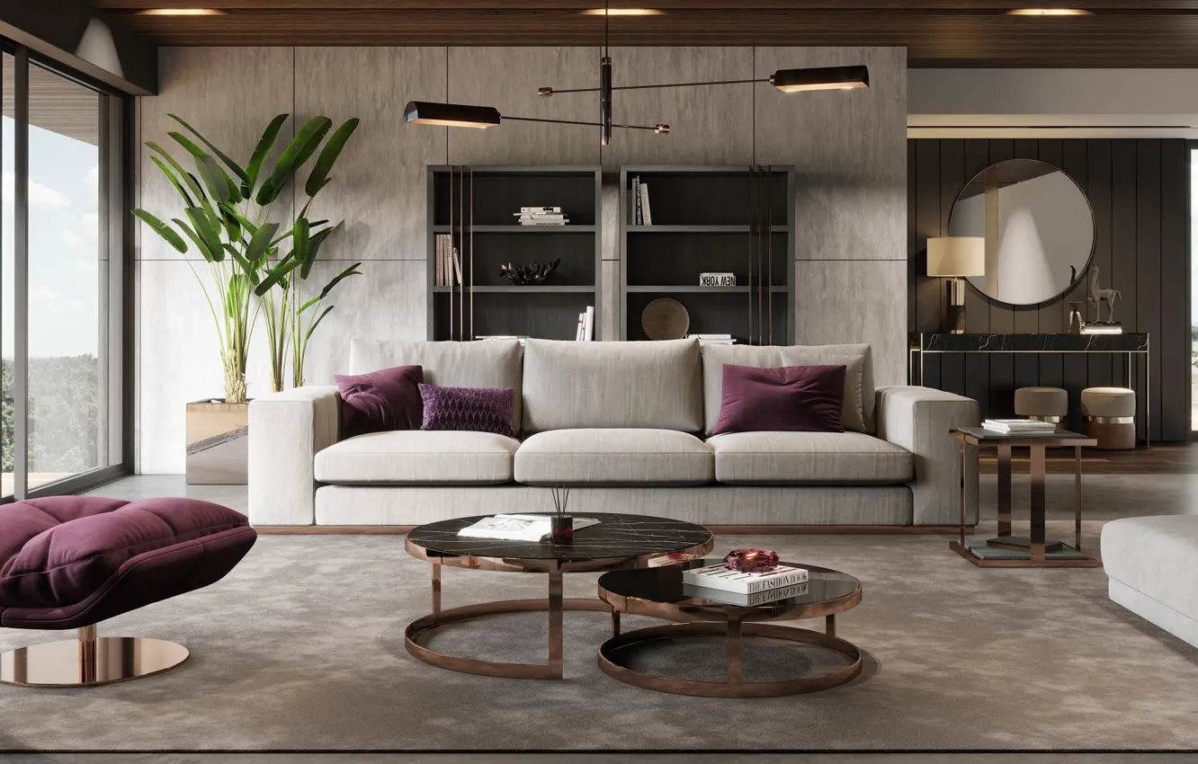 Photo wallpaper design, room, interior, sofa, living room