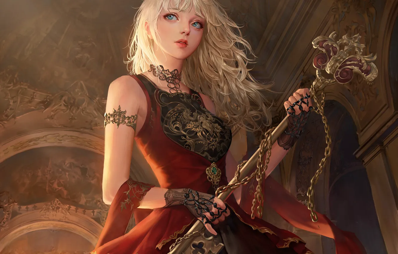 Photo wallpaper look, girl, decoration, key, art, fantasy, the room, Legend of the Cryptids