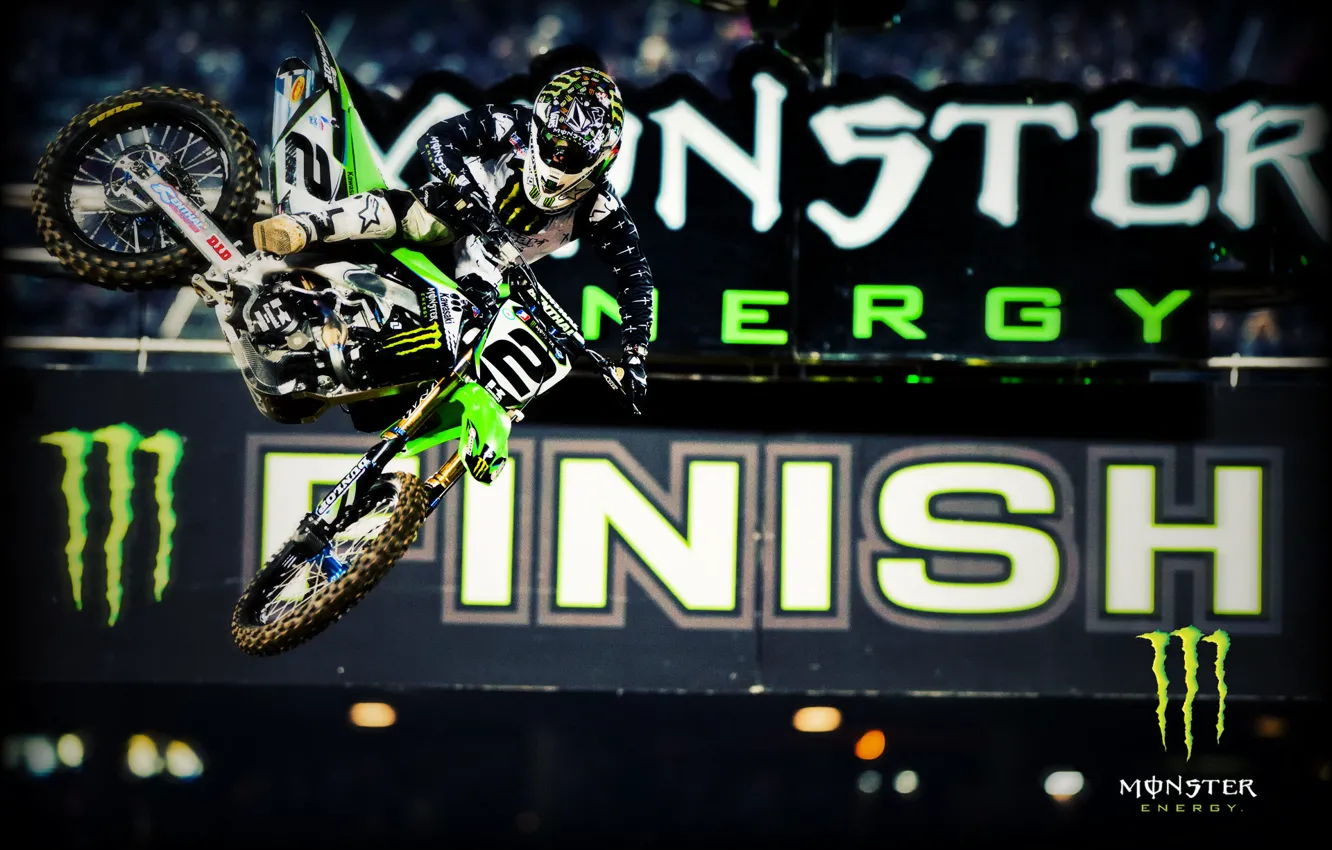Photo wallpaper jump, Monster Energy, energy, motocross, mottsikl, racer.