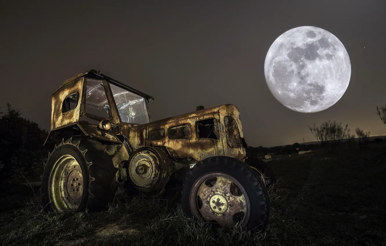 Photo wallpaper machine, background, tractor