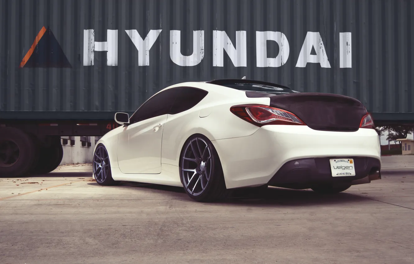 Photo wallpaper white, coupe, white, Hyundai, Hyundai, Genesis, Genesis