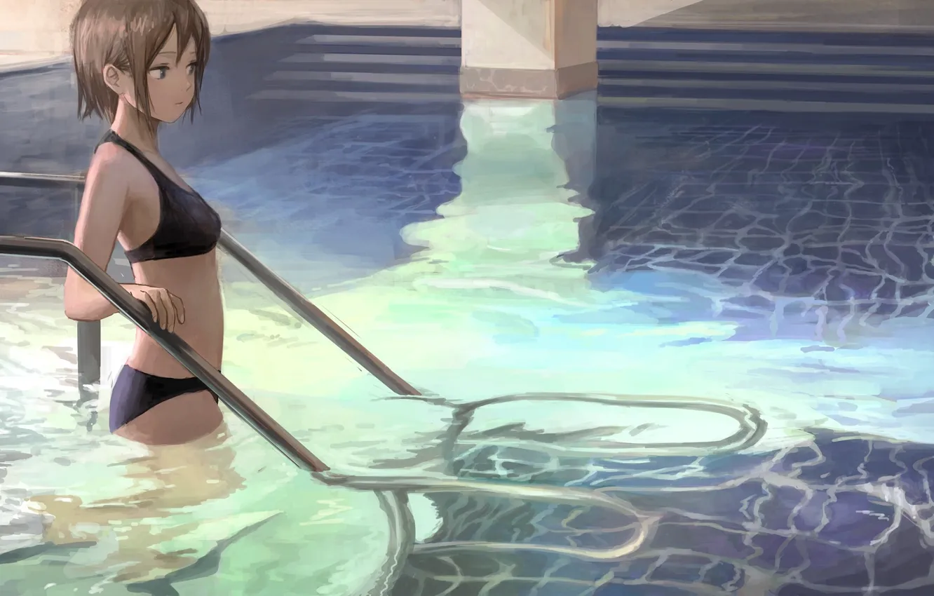 Photo wallpaper swimsuit, girl, pool