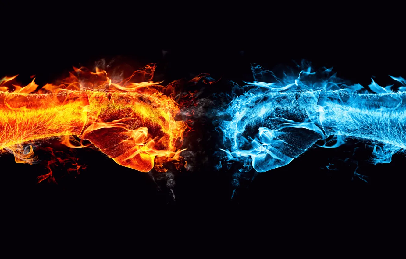 Photo wallpaper flame, ice, clash, conflict, Ice vs Blaze