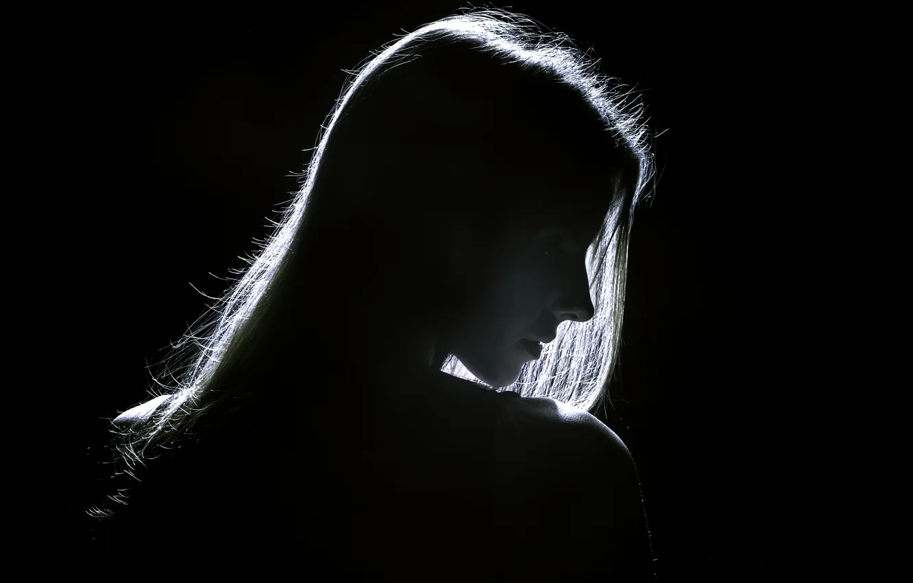 Photo wallpaper model, silhouette, monochrome