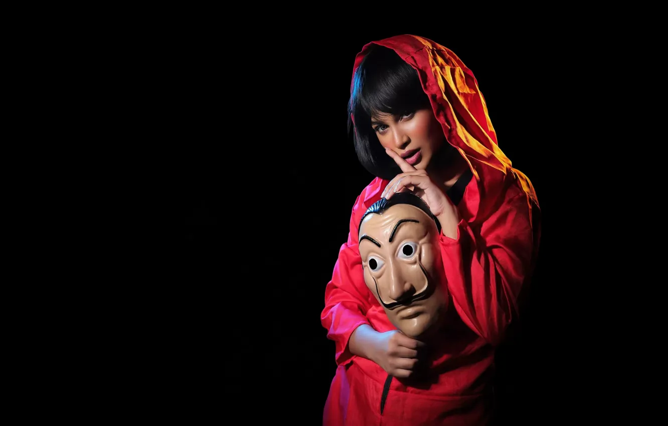 Photo wallpaper dark, black, Tokio, mask, The House of Paper, Money Heist