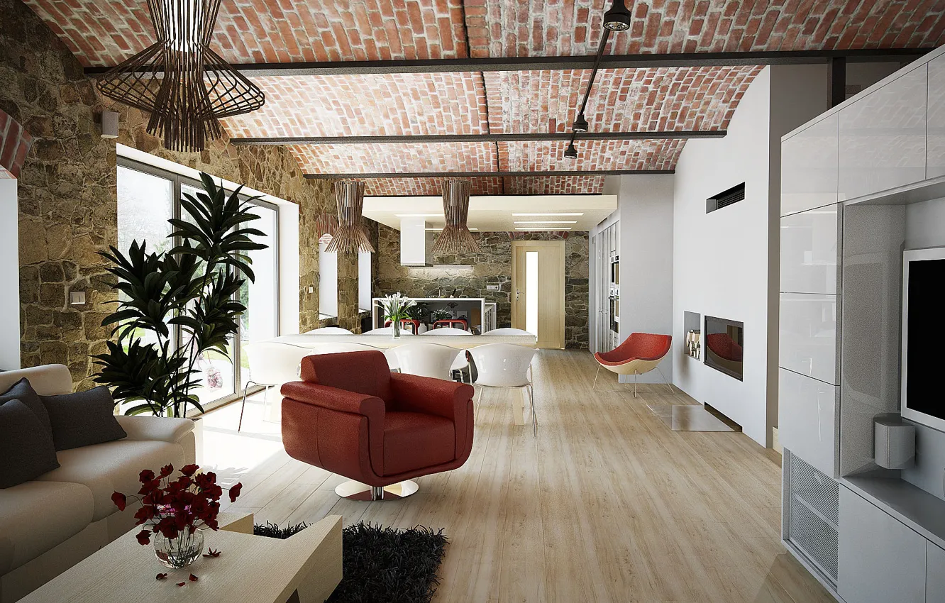 Photo wallpaper design, style, interior, Prague, kitchen, living room, Prague, dining room