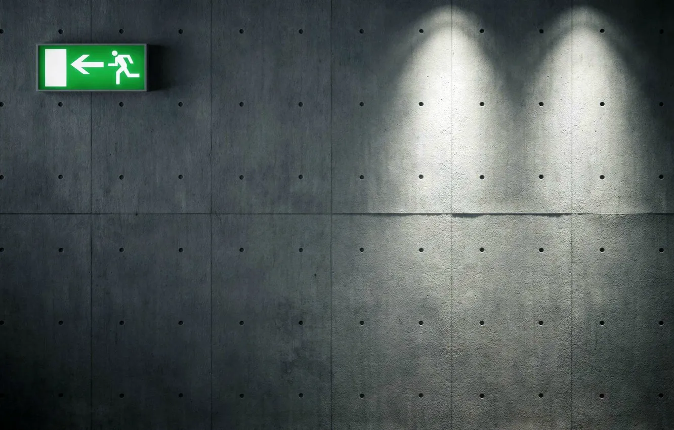 Photo wallpaper wall, lighting, index, exit