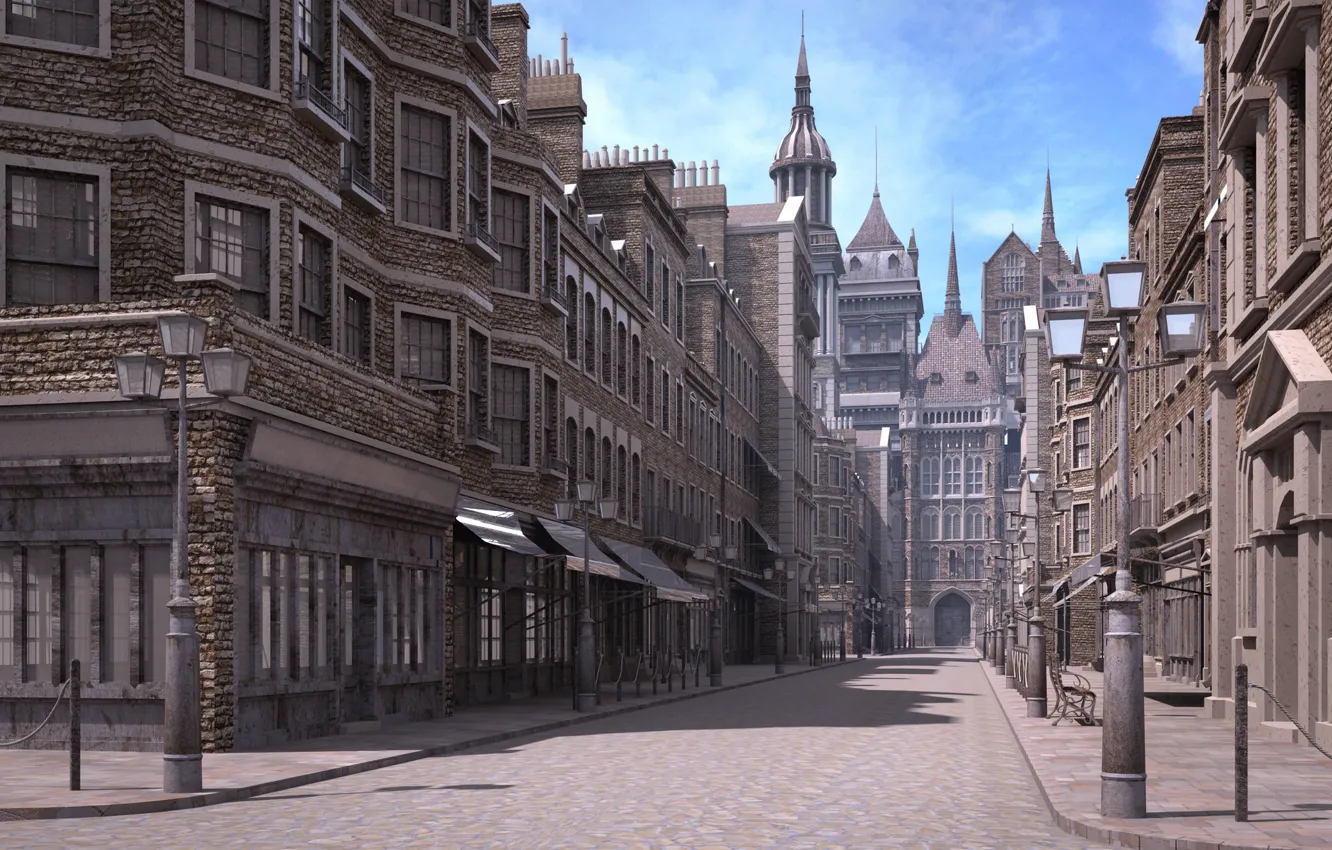 Photo wallpaper the city, street, lights, victorian, THE GOOD OLD DAYS