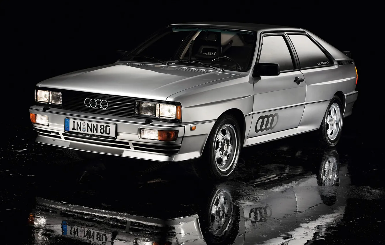 Photo wallpaper reflection, grey, Audi, Audi, quattro, the front, Quattro, legendary car