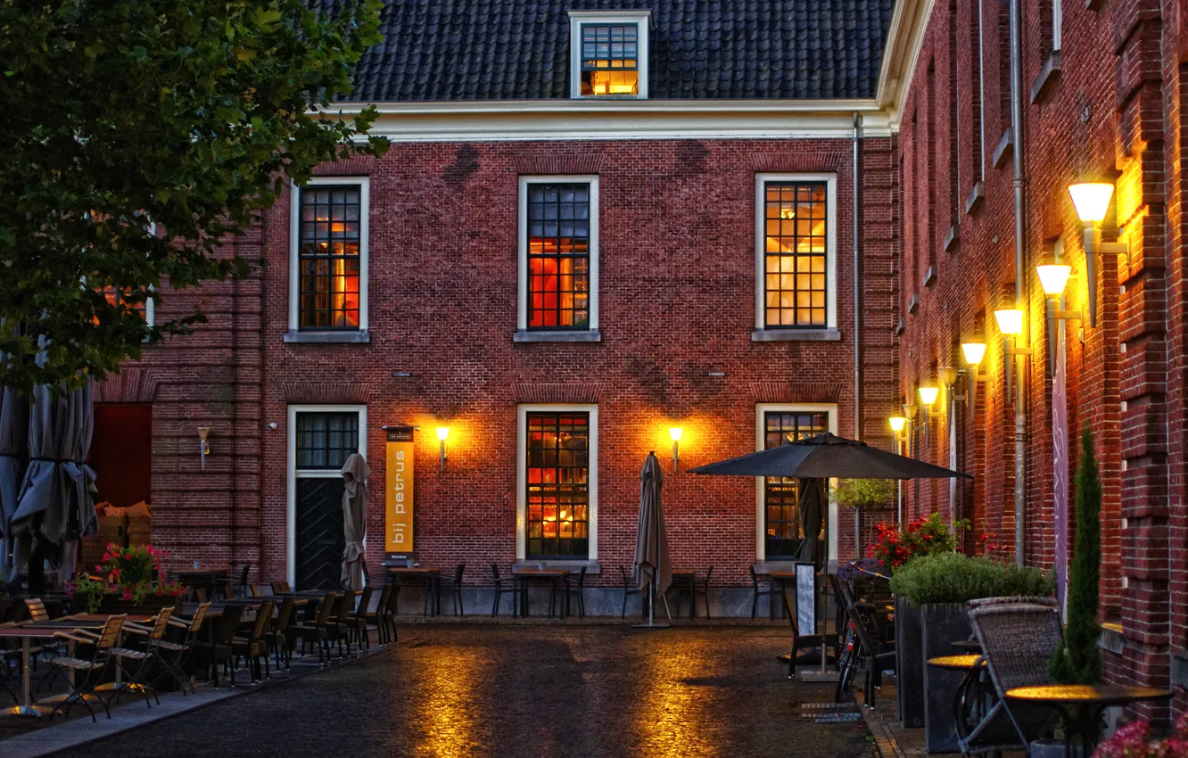 Photo wallpaper night, the city, photo, home, lights, Netherlands, Woerden