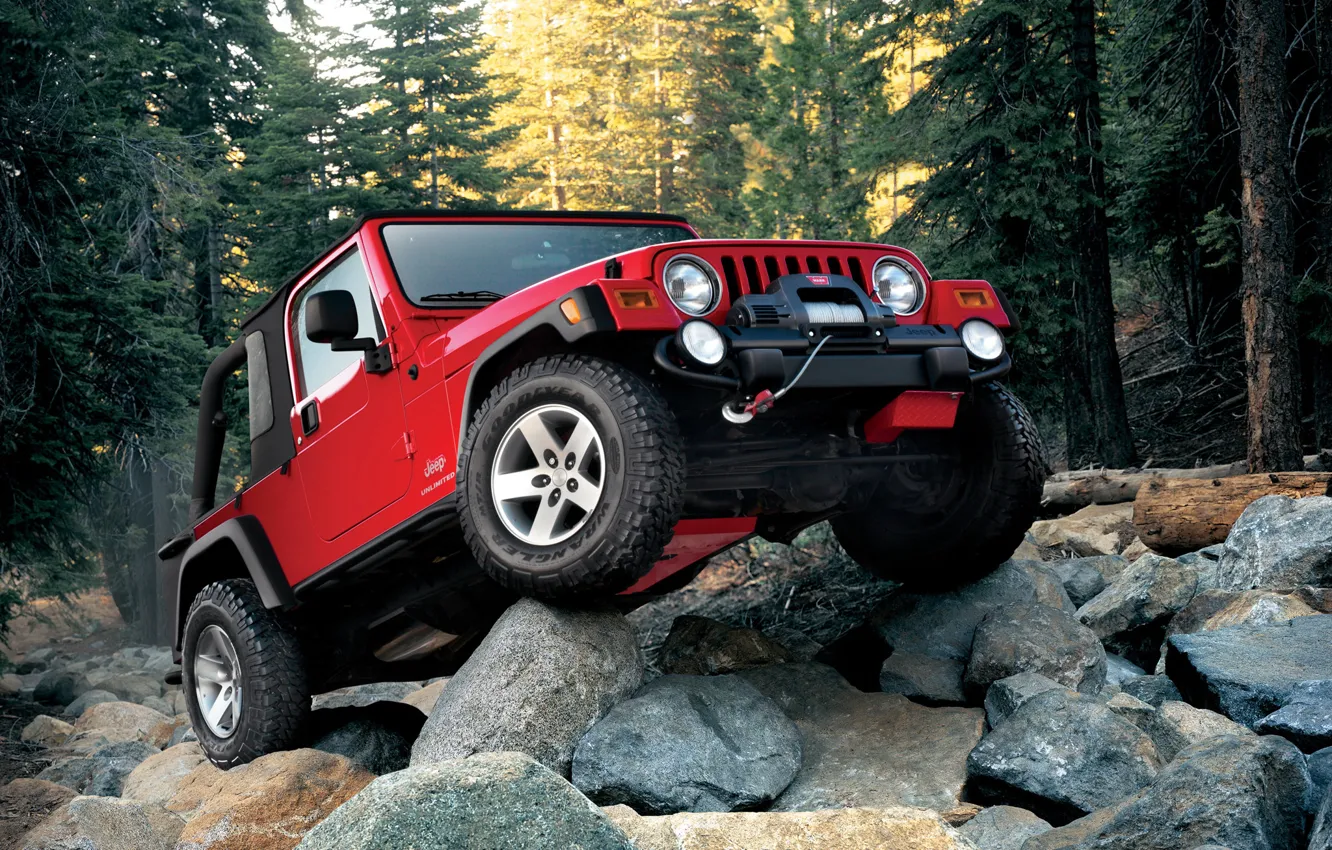 Photo wallpaper red, wrangler, Jeep