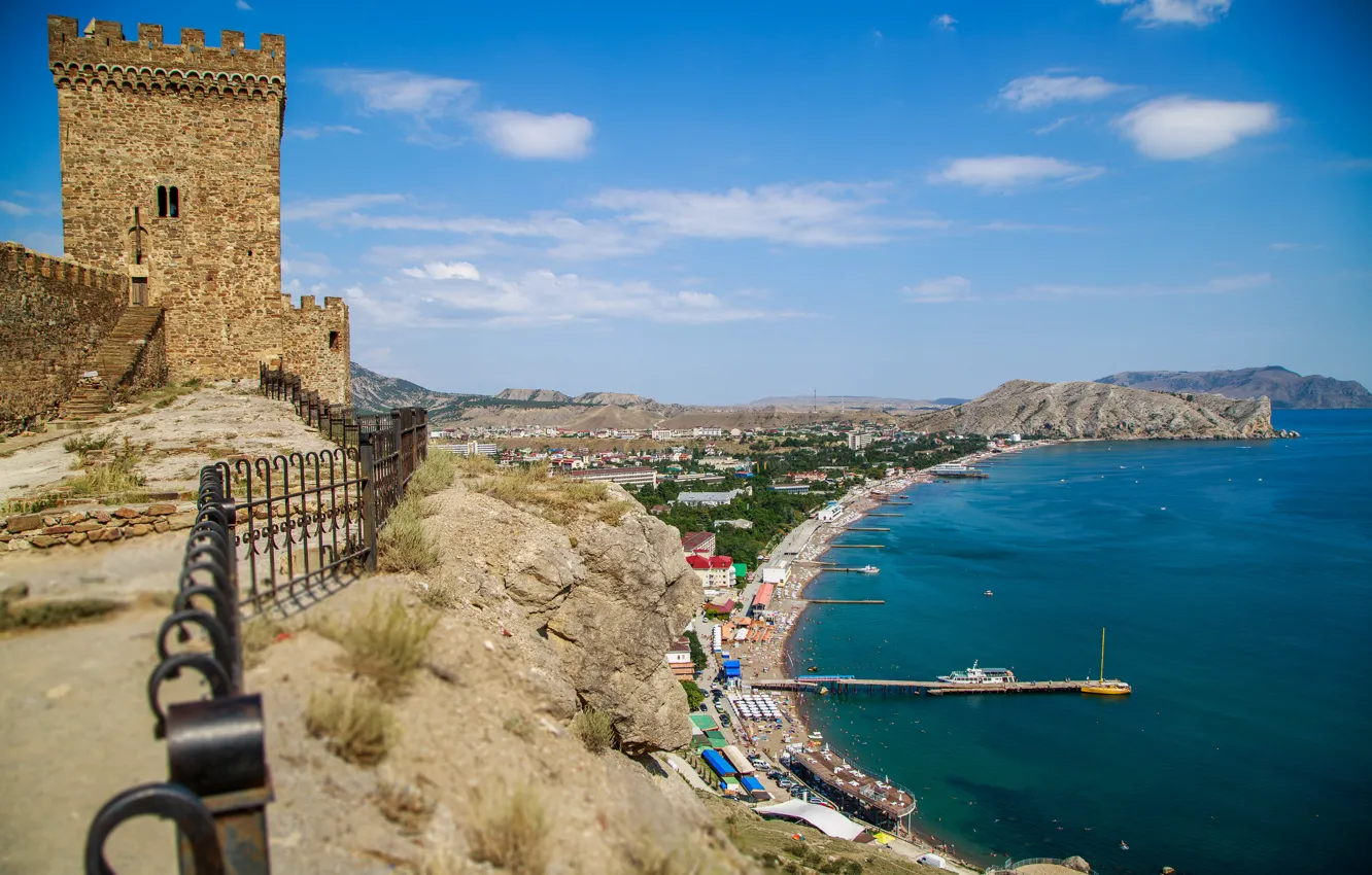 Photo wallpaper sea, Summer, Russia, Crimea, Genoese fortress