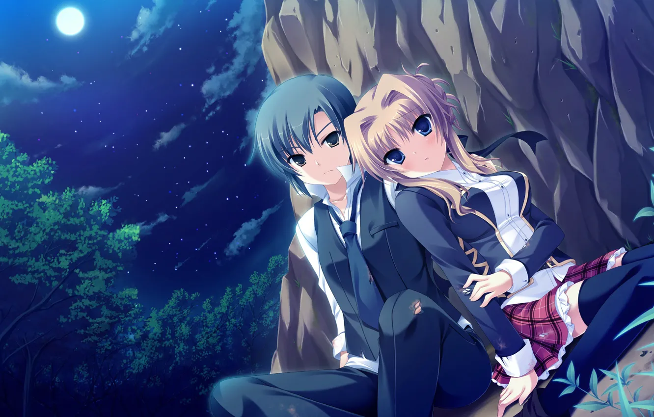 Photo wallpaper art, anime, Midori no Umi, pair, two