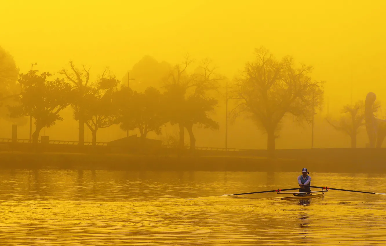 Photo wallpaper river, sport, rowing