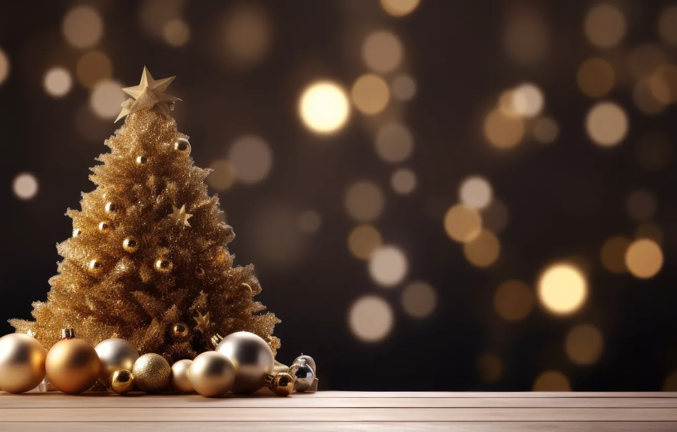 Photo wallpaper balls, lights, toy, Board, star, Shine, sequins, Christmas