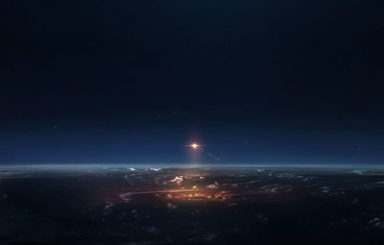 Photo wallpaper space, stars, light, flight, planet, rocket, art, space