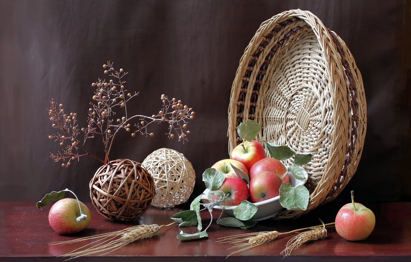 Photo wallpaper apples, ears, still life