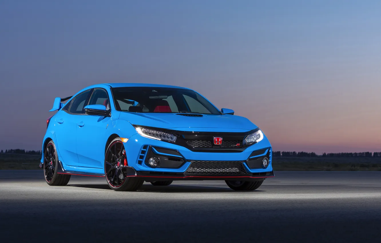 Photo wallpaper car, honda, blue, civic, type r