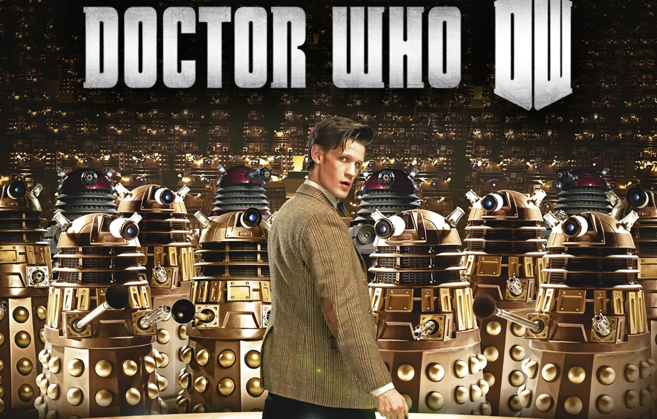 Photo wallpaper look, fiction, logo, actor, male, Doctor Who, Doctor Who, Matt Smith