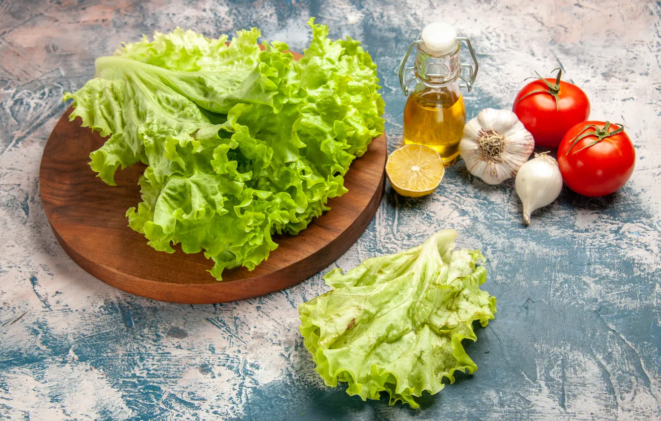 Photo wallpaper plate, table, food, submission, vegetables, salad