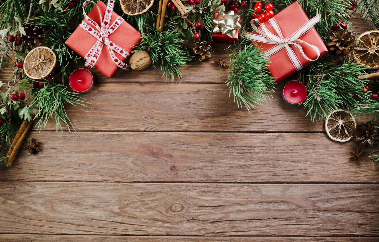 Photo wallpaper gift, balls, tree, new year, Christmas, Christmas, balls, wood